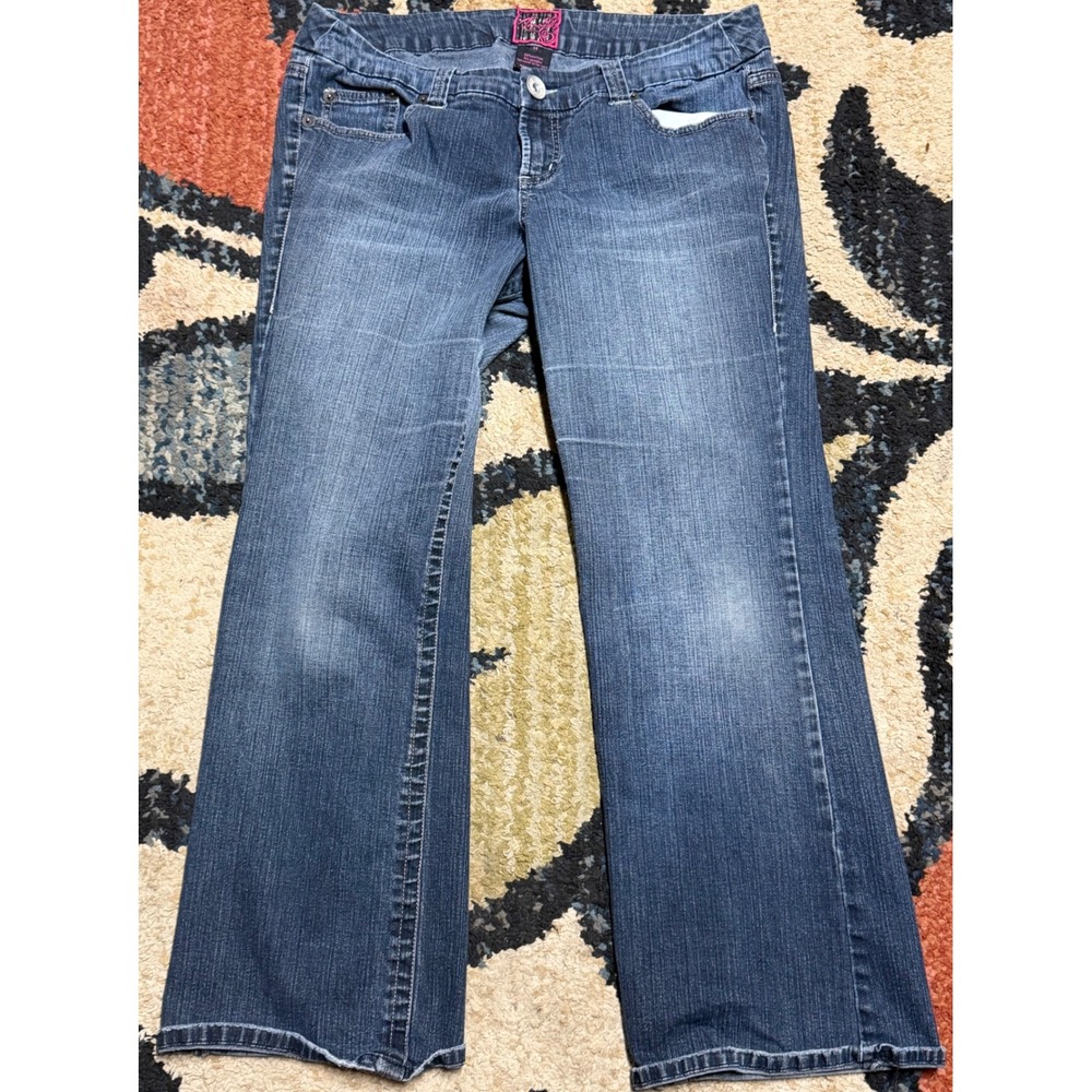 Torrid Denim Womens Blue Flare Leg Jeans Size 14 Medium Wash Stretch Mid Rise